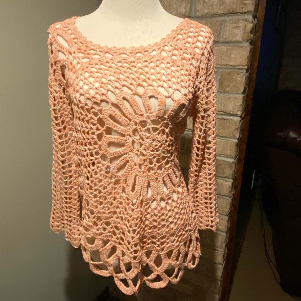 Boston Proper Crochet Sweater Small